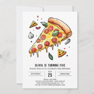Digitale aangepaste pizza verjaardag kaart