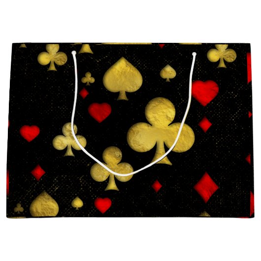 Digitale abstracte Gold- en Red Suits-patroonkunst Groot Cadeauzakje (Voorkant)