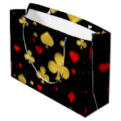 Digitale abstracte Gold- en Red Suits-patroonkunst Groot Cadeauzakje (Achterkant Gekanteld)