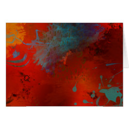 Digitale Abstracte kunst met Red, Aqua & Gold Grun