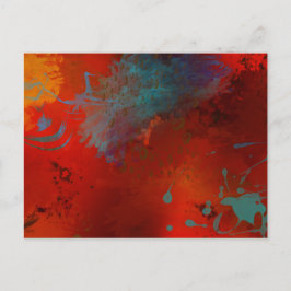 Digitale Abstracte kunst met Red, Aqua & Gold Grun Briefkaart