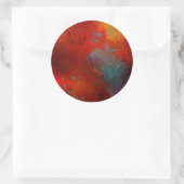 Digitale Abstracte kunst met Red, Aqua & Gold Grun Ronde Sticker (Tas)