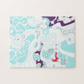 Digitale Abstracte kunst "Turquoise Space" Legpuzzel (Horizontaal)