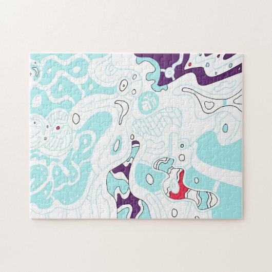 Digitale Abstracte kunst "Turquoise Space" Legpuzzel (Horizontaal)
