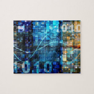 Digitale Afbeelding Achtergrond binaire codetechno Legpuzzel