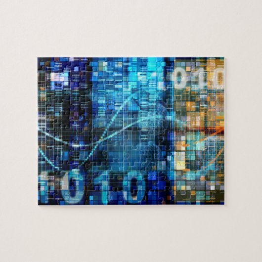 Digitale Afbeelding Achtergrond binaire codetechno Legpuzzel (Horizontaal)