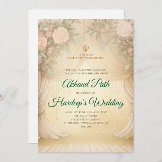 Digitale Akhand Sahib Paath-uitnodiging & Akhand-p Kaart (Voorkant / Achterkant)
