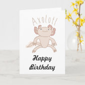 Digitale Axolotl illustratie, schattig dier Kaart (Gele Bloem)