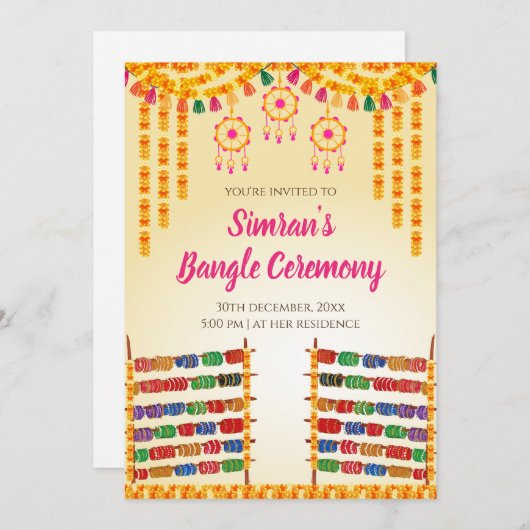 Digitale Bangle ceremonie uitnodigen & Choora uitn Kaart (Voorkant / Achterkant)