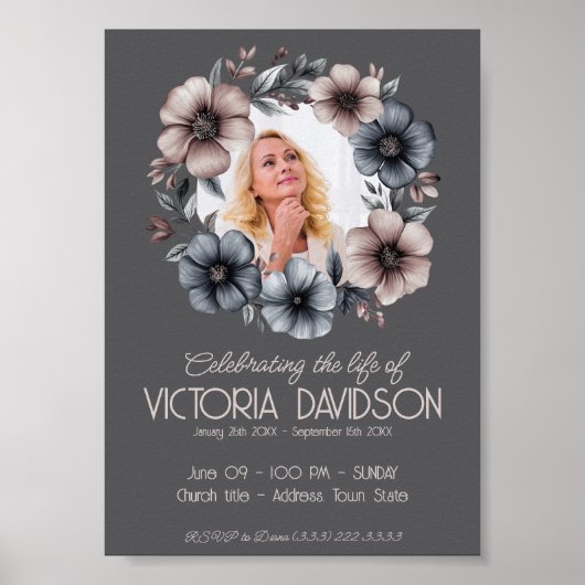 Digitale begrafenisaankondiging Instant Download Poster (Voorkant)