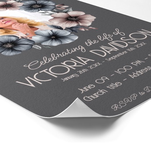 Digitale begrafenisaankondiging Instant Download Poster (Hoek)