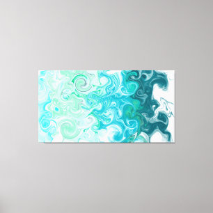Digitale blauwe en groene golven met vloeiende kun canvas afdruk