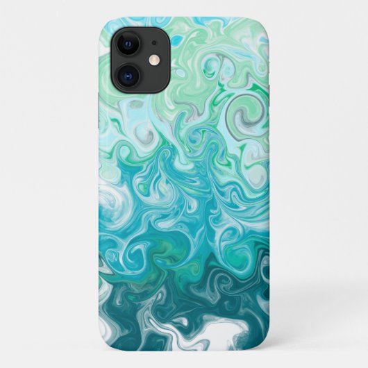 Digitale blauwe en groene golven met vloeiende kun Case-Mate iPhone case (Achterkant)