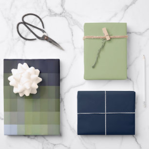 Digitale blauwgroene chic tinten ontwerp inpakpapier vel