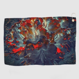 Digitale bloemen in as en houtskool boven steenkoo golfhanddoek