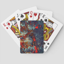 Digitale bloemen in as en houtskool boven steenkoo pokerkaarten