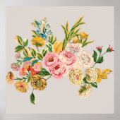 Digitale bloemen waterverf illustratie. Handmatig Poster (Voorkant)