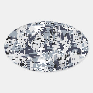 Digitale Camouflage voor stedelijke stijl Ovale Sticker