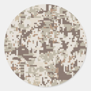 Digitale camouflage voor woestijn Beige Style Ronde Sticker