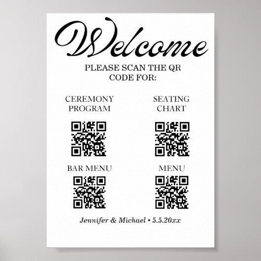 digitale ceremonie&zitplaatsen&bar&menu qr-code poster (Voorkant)