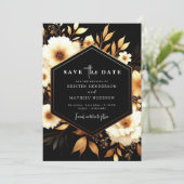Digitale Chic Gold en Black Wedding Save The Date (Staand voorkant)