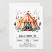 Digitale Custom Delight Circus Verjaardag Kaart (Voorkant / Achterkant)