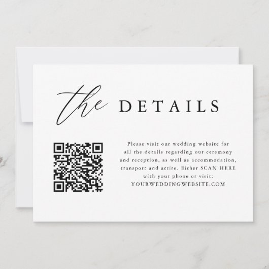 Digitale details over de Elegant QR-code bruiloft Kaart (Voorkant)