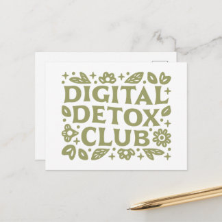 Digitale detoxclub wellness meisje groene esthetie briefkaart