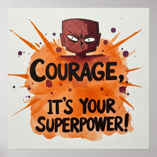Digitale download - Courage Superpower Art, Poster (Voorkant)