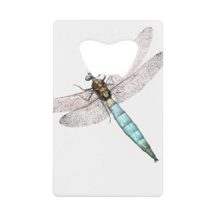 Digitale dragonfly op wit kredietkaart flessenopener