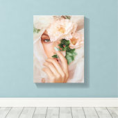 Digitale Gezichtskunst - Futuristisch Abstract Por Canvas Afdruk (Insitu (Houten vloer))