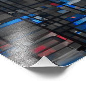 Digitale Glitch Matrix Rood en Blauw Abstract Foto Afdruk (Hoek)