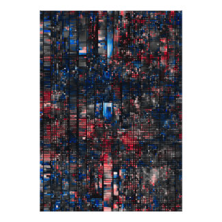 Digitale Glitch Matrix Rood en Blauw Abstract Foto Afdruk