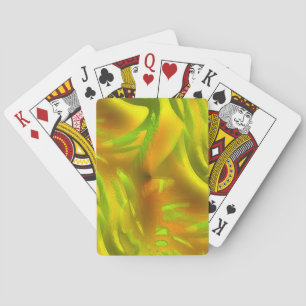 Digitale groene oranje schil op gele ruwe textuur pokerkaarten