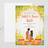 Digitale Haldi ceremonie uitnodiging & Pithi uitno (Voorkant / Achterkant)