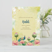 Digitale Haldi uitnodiging & Indiase trouwkaart (Staand voorkant)