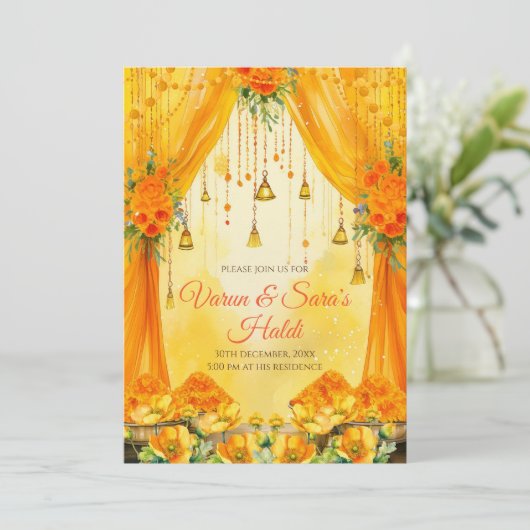 Digitale Haldi-uitnodigingen Haldi nodigt uit Kaart (Staand voorkant)