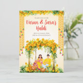 Digitale Haldi uitnodigingen Pithi nodigt uit (Staand voorkant)