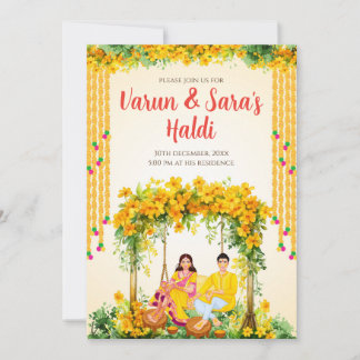 Digitale Haldi uitnodigingen Pithi uitnodigingen