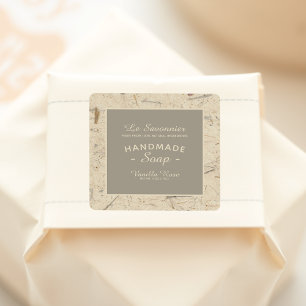 Digitale handgemaakte Floral Paper Natural Soap Vierkante Sticker