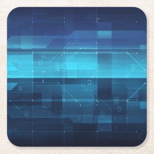 Digitale high-tech achtergrond vierkante kartonnen onderzetter
