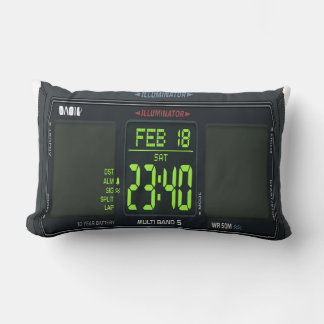 Digitale horloge voorzijde lendenkussen kussen