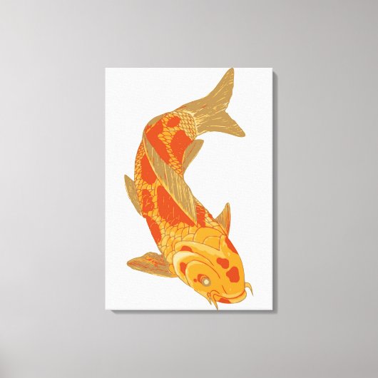 Digitale illustratie van Koi Carp Canvas Afdruk (Voorkant)