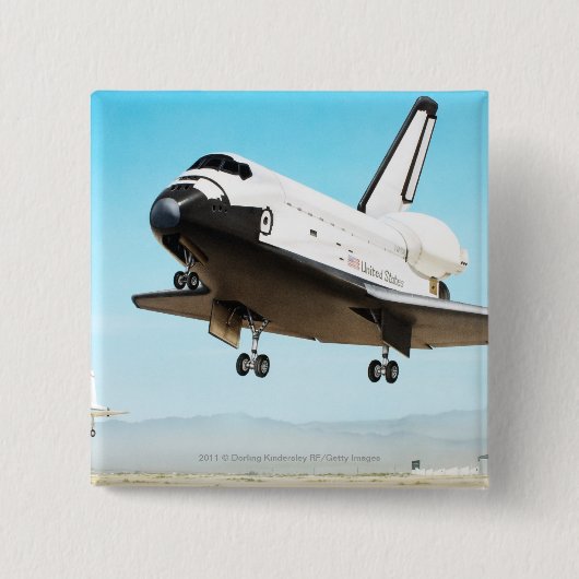 Digitale illustratie van Space Shuttle Vierkante Button 5,1 Cm (Voorkant)
