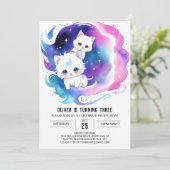 Digitale kat betoverde verjaardag kaart (Staand voorkant)