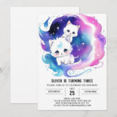 Digitale kat betoverde verjaardag kaart (Voorkant / Achterkant)