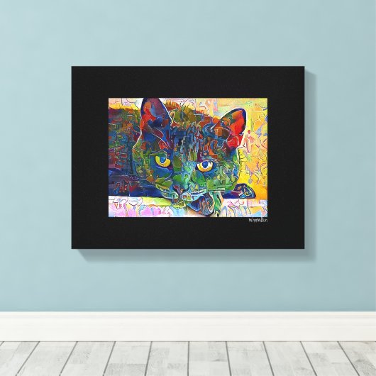 Digitale kat kunst verpakt canvas (Insitu (Houten vloer))