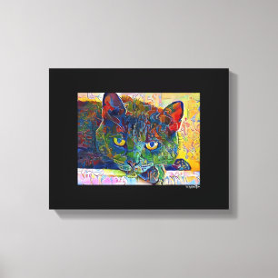 Digitale kat kunst verpakt canvas afdruk