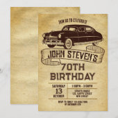 Digitale klassieke auto verjaardag uitnodiging. kaart (Voorkant / Achterkant)