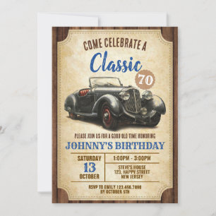 Digitale klassieke auto verjaardag uitnodiging.  kaart